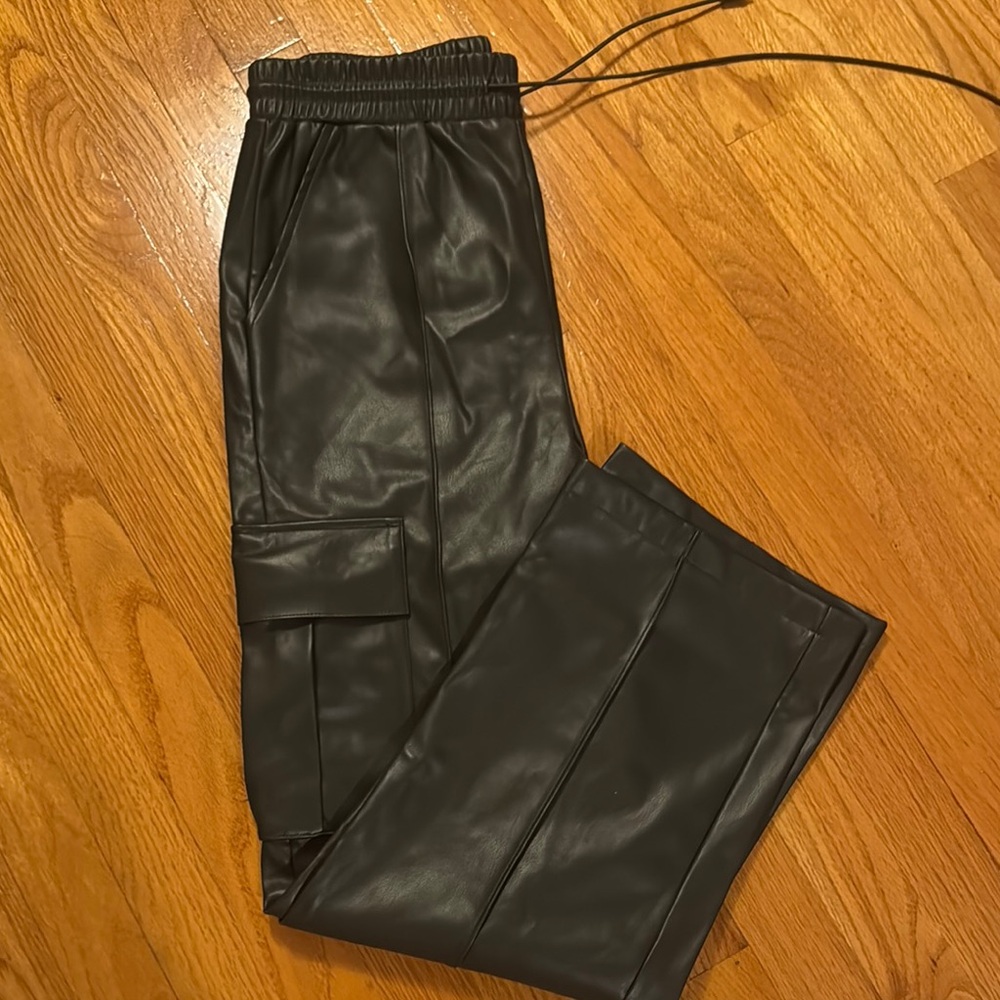 Women’s Black Faux Leather Pants.